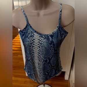 Blue animal Snake Print one piece swimsuit, size M bohemian summer vacation